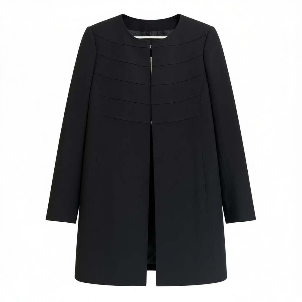 Elegant Black Collarless Women's Blazer Coat